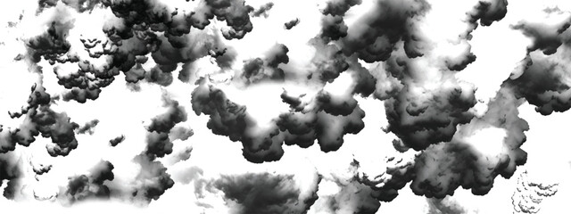 Obraz premium Heavy atmospheric smoke-like cloud formation in dramatic grayscale
