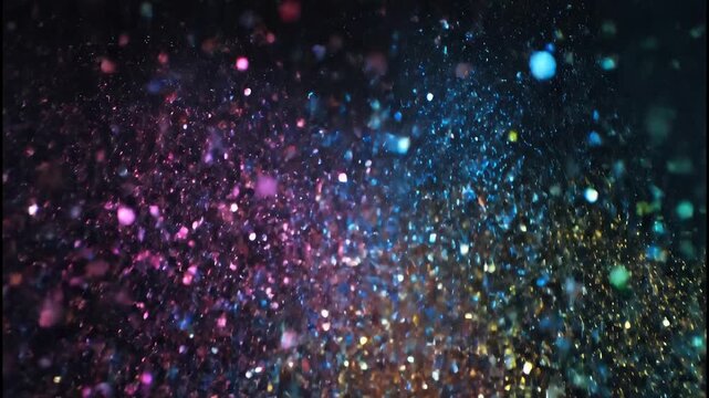 Vibrant Rainbow Glitter Explodes in Slow Motion Creating a Sparkling Bokeh Effect