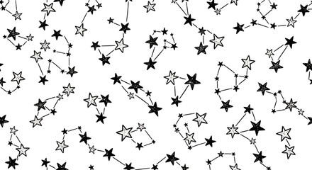 夢幻的な星空シームレスパターン｜星座と宇宙モチーフ｜テキスタイル・デジタルデザイン向け