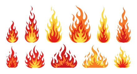 炎と火のアイコンコレクション｜燃える効果と力強いエネルギー｜グラフィック＆ウェブ用
