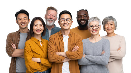 A multicultural group of corporate employees engaged in office brainstorming session, planning teamwork strategies and professional collaboration, Transparent Background