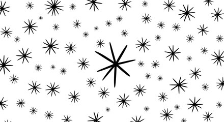 Whimsical black and white starburst pattern creating a festive and abstract background for various design projects, evoking a playful and celebratory mood