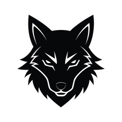 mascot logo of a wolf head with glowing eyes 