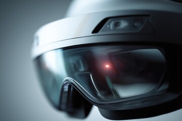Fototapeta premium Close-up of a sleek modern augmented reality headset with translucent visor