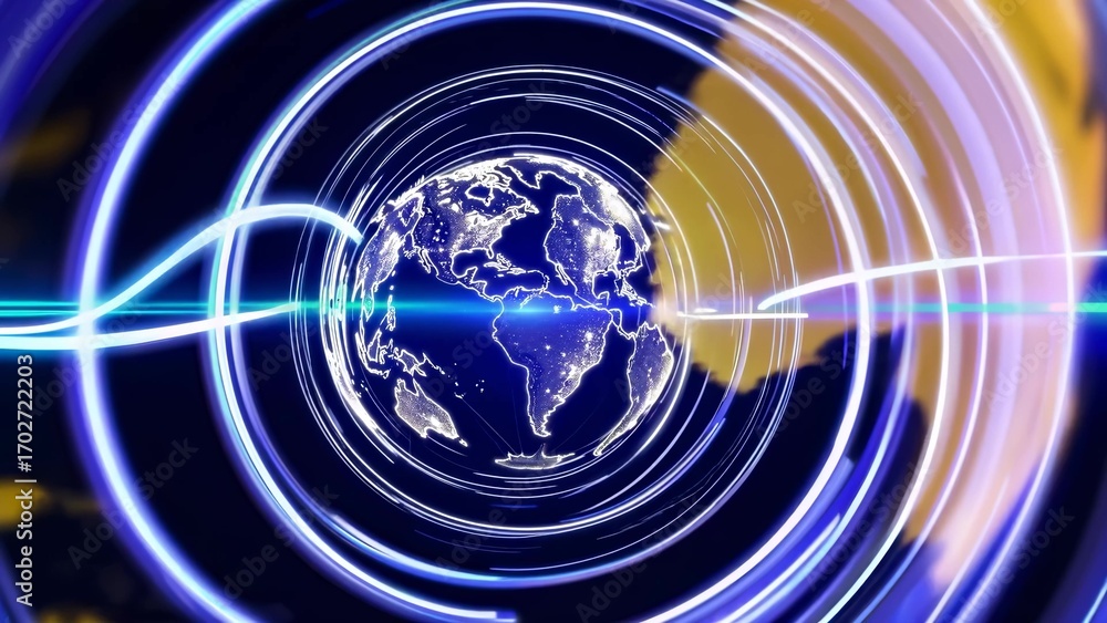 Poster an abstract image of the earth with a blue background. abstract abstract technology in the digital g