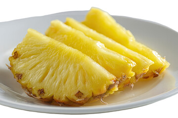 Sliced pineapple on white plate