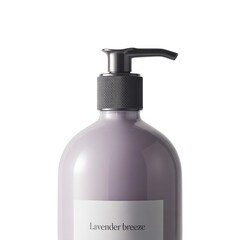 Fototapeta premium Lavender Breeze Lotion Bottle with Pump | Close-Up of Lavender Scented Skincare Product | Pump Bottle Lavender Lotion for Daily Use