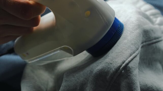 Machine for removing lint and lint from clothes.
Cutting lint from clothes with an electric tool.
Machine for cleaning clothes, threads, and spools.
Clothes, device, cleaning, cutting, shaving