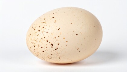 Guinea Fowl Eggs on Isolated White Background – Speckled Creamy Shells with Textured Surface and Macro Studio Lighting