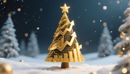 New Year's tree as a Christmas symbol of prosperity and success, business growth