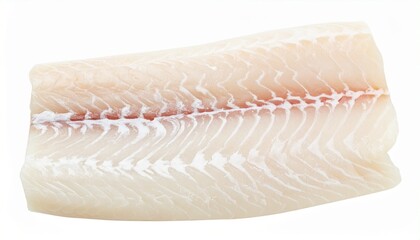 Haddock Fillet on Isolated White Background – North Atlantic White Fish with Firm Texture and Bright Lighting