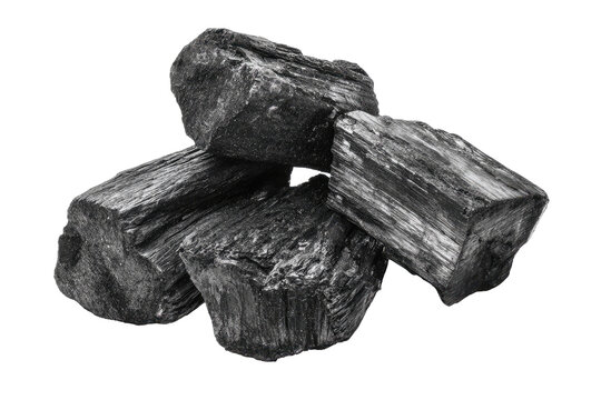 Dark gray charcoal briquettes.  Close-up view - Powered by Adobe