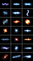 Obraz premium Collection of dynamic, glowing, colorful effects against a dark background.