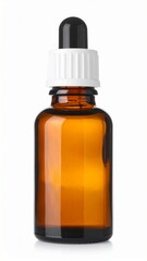 Hemp Seed Oil in Amber Bottle on Isolated White Background – Nutty Aroma with Omega-3 Rich Composition and Organic Feel