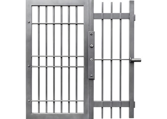 Closed Double Metal Prison Style Doors with Handle and Lock metal doors prison doors isolated on a transparent background