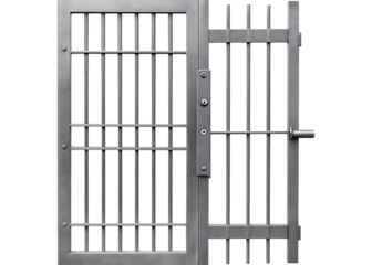 Closed Double Metal Prison Style Doors with Handle and Lock metal doors prison doors isolated on a transparent background