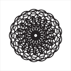 Intricate Black Mandala Design on White Background for Artistic and Spiritual Expressions