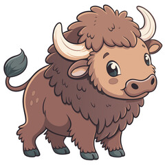Bison Cartoon Vector Art | Cute Tiger Illustration | PNG SVG Clipart | Jungle Animal Cartoon | Digital Download for Cricut, Sublimation & Kids Design