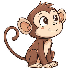 Monkey Cartoon Vector Art | Cute Tiger Illustration | PNG SVG Clipart | Jungle Animal Cartoon | Digital Download for Cricut, Sublimation & Kids Design