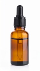 Hemp Seed Oil in Amber Bottle on Isolated White Background – Nutty Aroma with Omega-3 Rich Composition and Organic Feel