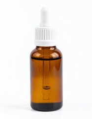 Hemp Seed Oil in Amber Bottle on Isolated White Background – Nutty Aroma with Omega-3 Rich Composition and Organic Feel