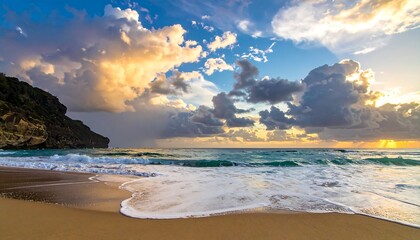 Dramatic sunset over a tropical beach
