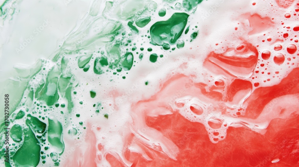 Poster a vibrant display of colors and bubbles in a liquid texture.