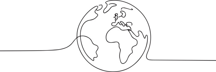 Plant earth one continuous line art, Vector illustration, One line art, Line art graphic style
