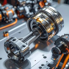 Close-up of intricate automotive engine components