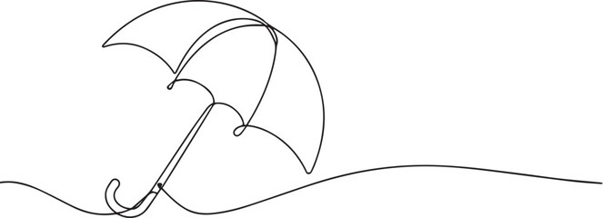 Umbrella one continuous line art, Vector illustration, One line art, Line art graphic style