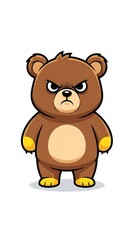 Obraz premium A cartoon bear with a grumpy expression stands out against a plain white background.