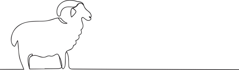 Goat animal  one continuous line art, Vector illustration, One line art, Line art graphic style