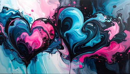 Abstract hearts in swirling colors (4)