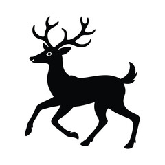 vector deer running gracefully with antlers raised.