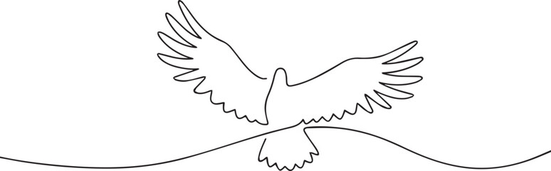 Flying eagle one continuous line art, Vector illustration, One line art, Line art graphic style