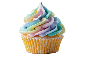 Rainbow cupcake with swirled frosting