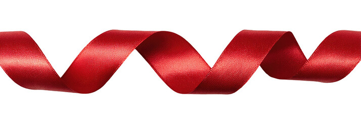 Deep crimson ribbon in a spiral, against a black background.  Smooth, glossy surface.  Elegant and decorative