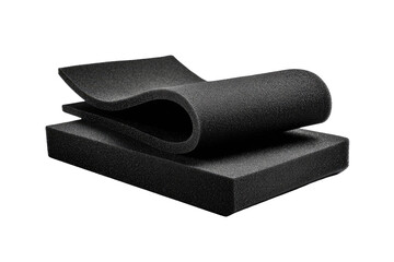 Dark gray/black foam sheets, one rolled, one flat, stacked