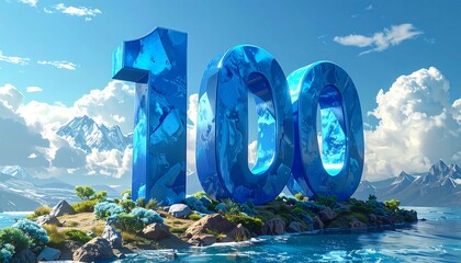 Celebrate hundredth milestone, with water reflections under crystal number