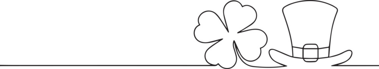 St. Patrick's day one continuous line art, Vector illustration, One line art, Line art graphic style