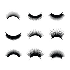 A diverse collection of elegant false eyelashes for cosmetic beauty enhancement and fashion