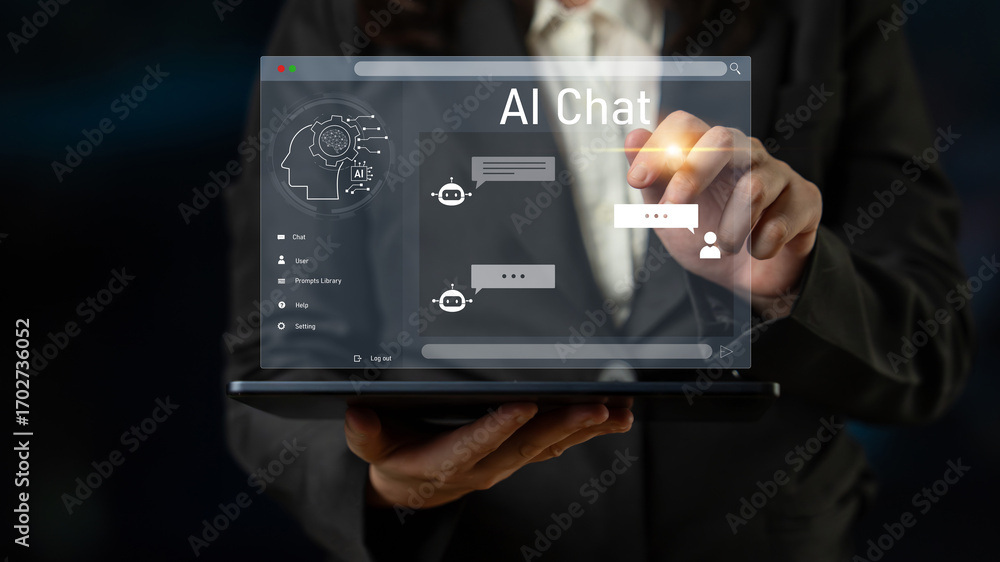 Aufkleber ai chatbot interface facilitates communication, chatbot, and ai interaction for automated user suppo