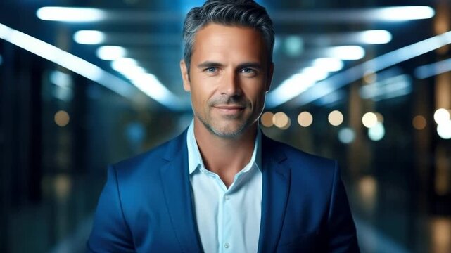 Business professional in a modern urban setting exuding confidence and charisma