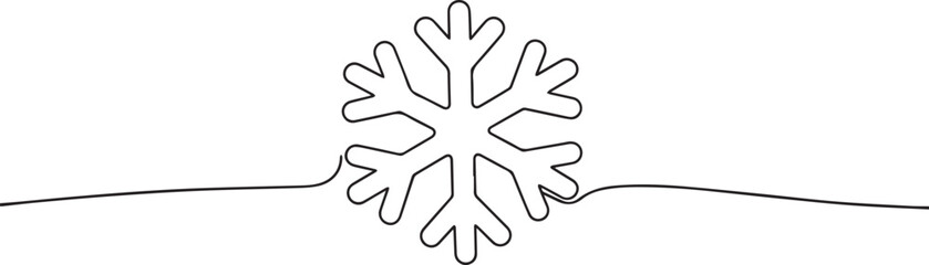 Christmas snowflake one continuous line art, Vector illustration, One line art, Line art graphic style