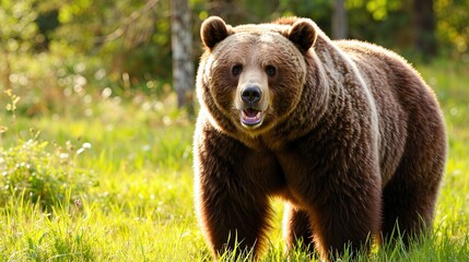 Fototapeta premium Grizzly Bear in a Sunny Meadow