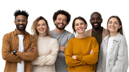 A diverse group of corporate employees engaged in a meeting, discussing teamwork leadership, office strategies and group collaboration, Transparent Background