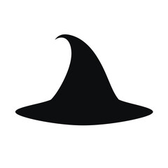 Fototapeta premium Classic black witch hat silhouette for halloween and fantasy themed designs silhouette