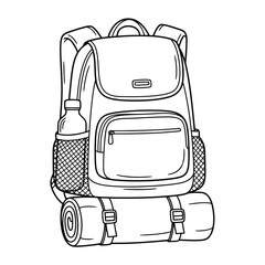 Detailed Black and White Backpack Illustration for Outdoor Adventures
