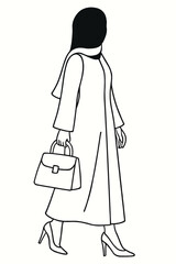 Elegant Muslim Woman in Abaya and High Heels Illustration