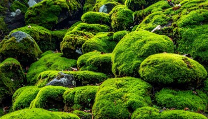 Lush green moss covering rocks (3)